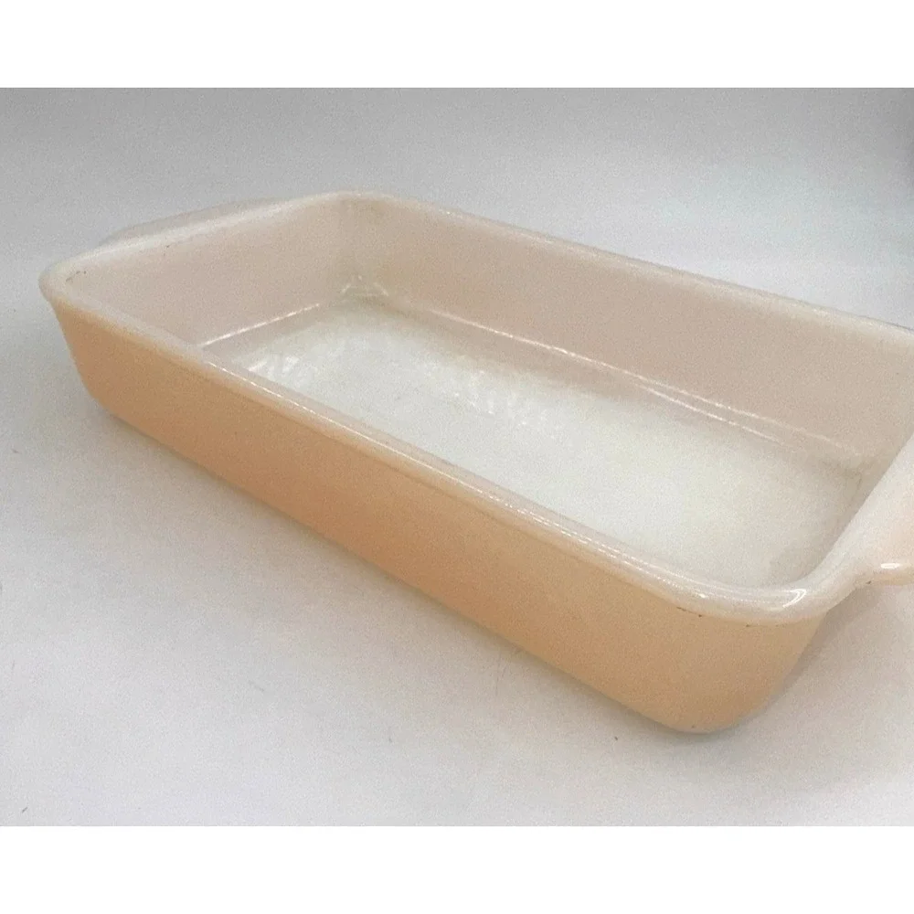 Set of 2 Anchor Hocking Fire King Peach Lustre Loaf Pans 409 1 QT/410 1.5 QT VTG